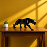 Black Jaguar Statue – Modern Geometric Animal Sculpture for Home & Office Decor